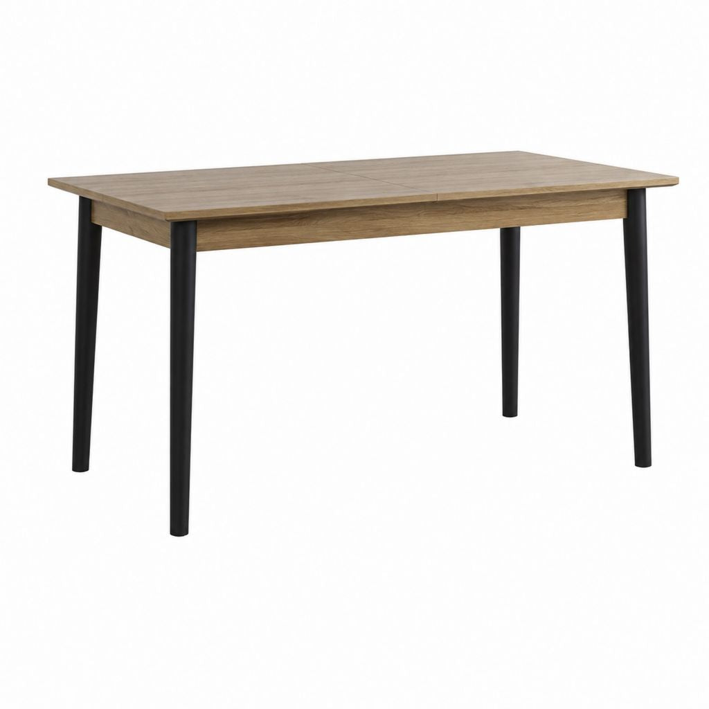 Table à manger extensible chêne clair et acier noir rectangulaire 120-160 x 80 x 75 cm