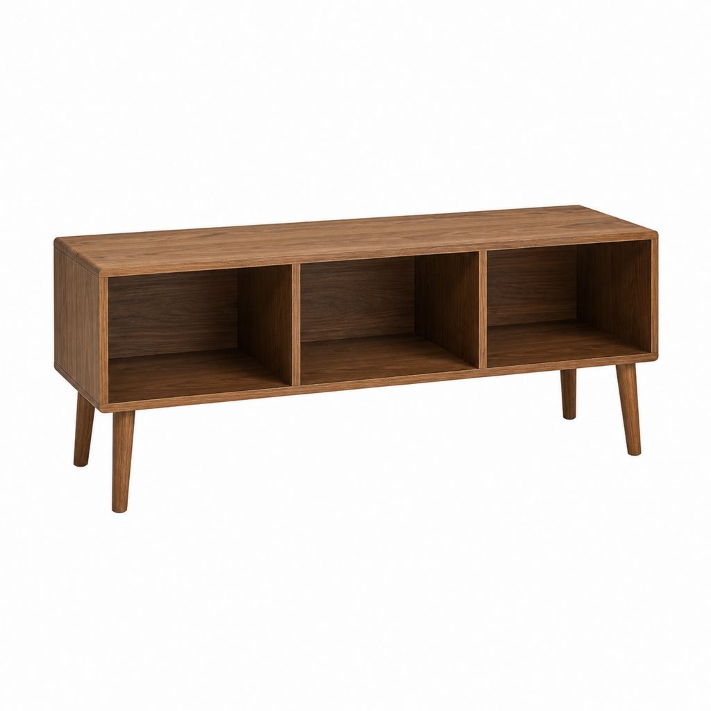 Buffet bas à 3 niches noyer en panneaux MDF plaqués noyer 120 x 40 x 70 cm
