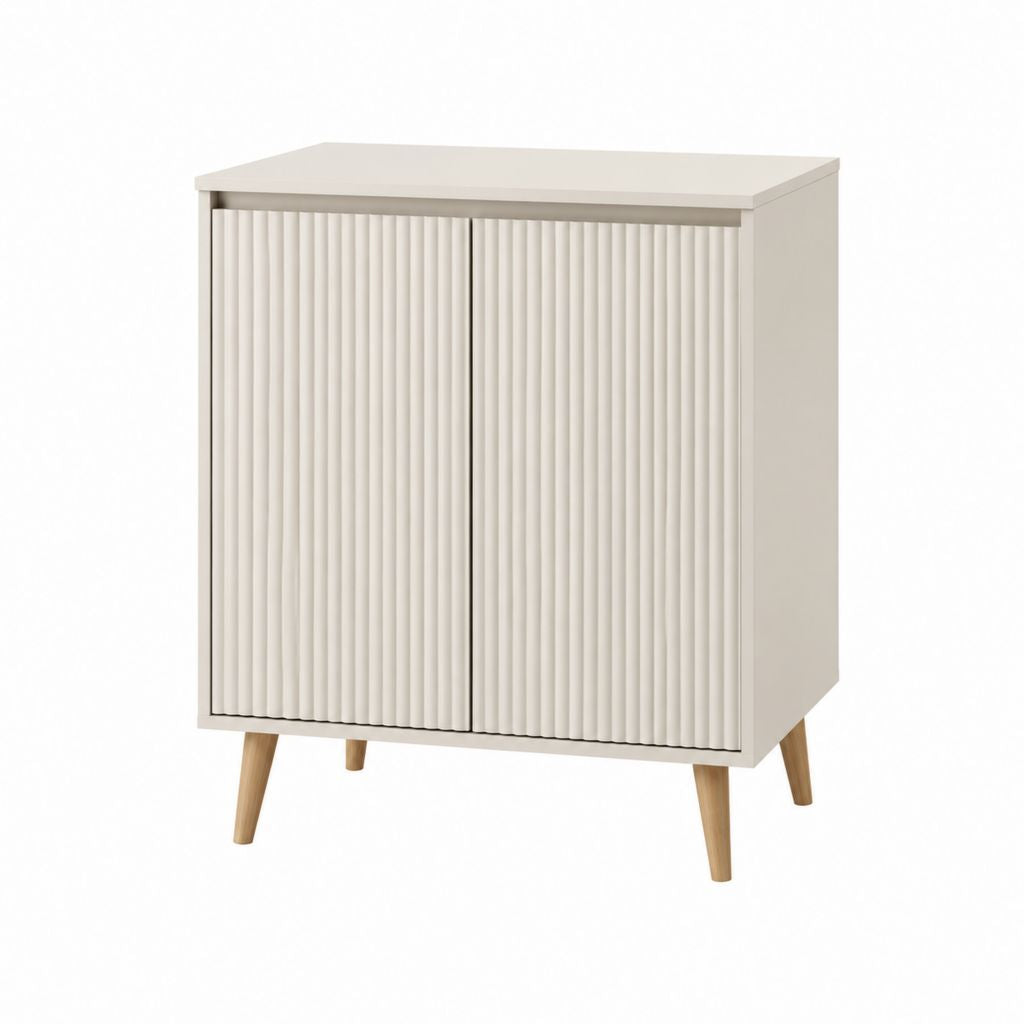 Buffet 2 portes beige en panneaux de particules mélaminés rectangulaire 80 x 40 x 90 cm