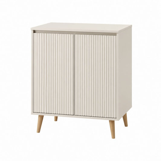 Buffet 2 portes beige en panneaux de particules mélaminés rectangulaire 80 x 40 x 90 cm