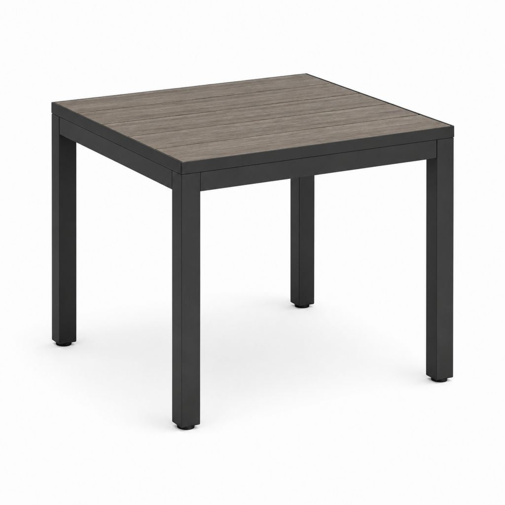 Table à manger carrée gris et noir en aluminium et composite 80 x 80 x 75 cm