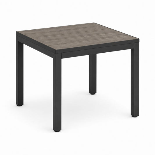 Table à manger carrée gris et noir en aluminium et composite 80 x 80 x 75 cm
