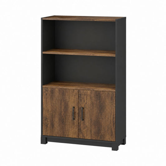 Buffet haut de rangement marron et noir en panneaux de particules 80 x 40 x 120 cm