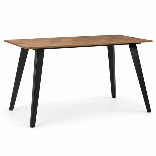 Table à manger rectangulaire marron et noir en panneau MDF et acier 140 x 80 x 75 cm